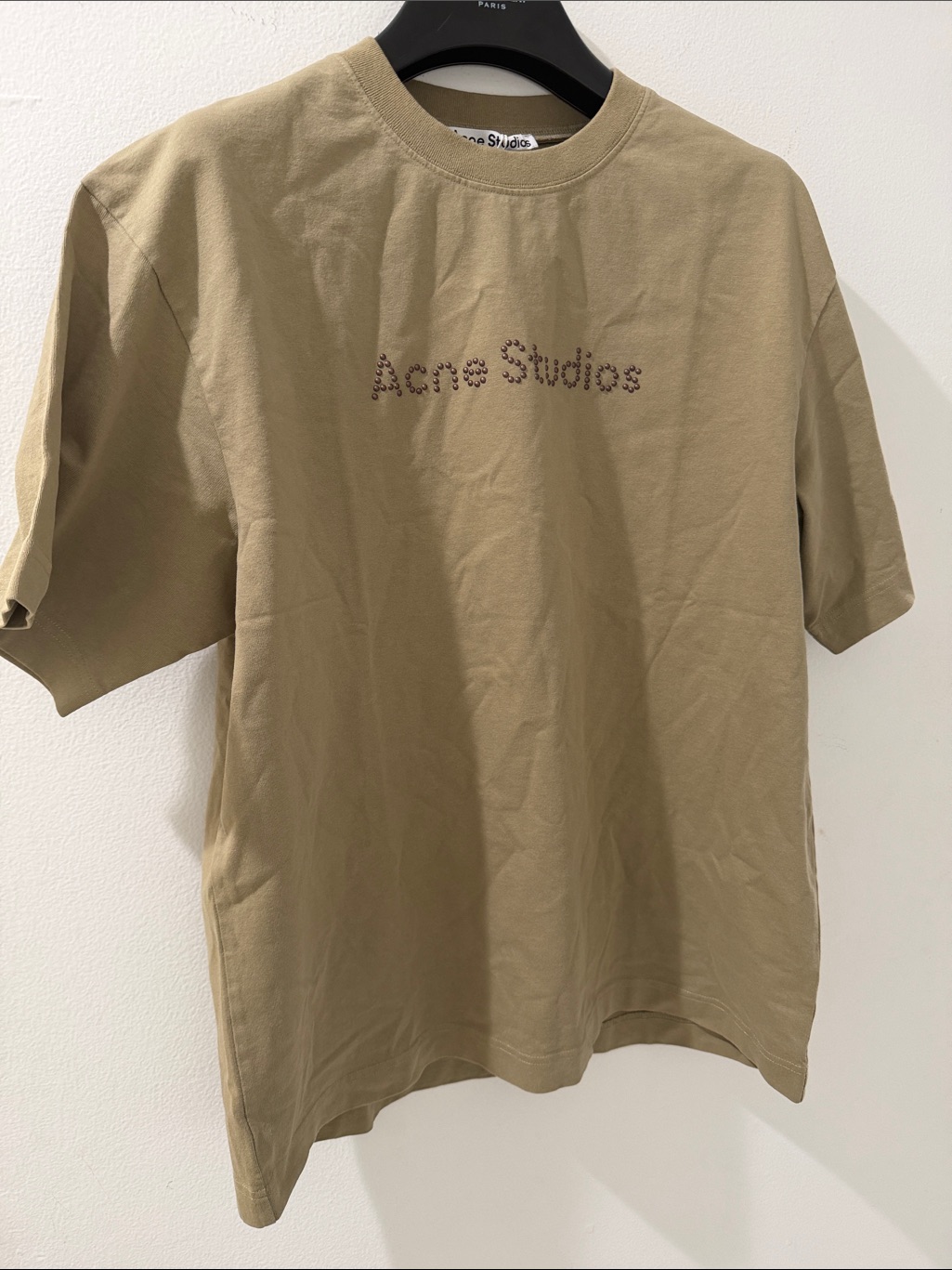 Acne Men’s Khaki Logo Crewneck T-Shirt
